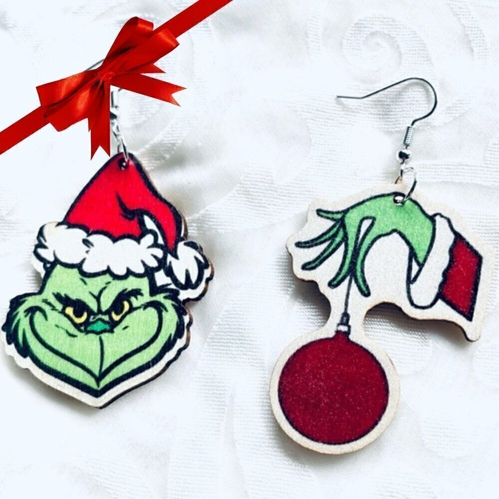 NWT 3" Grinch Drop Earrings Holiday parties, Festive events & Christmas